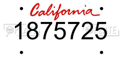 1875725 California License Plate