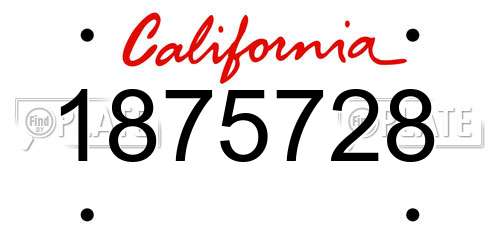1875728 California License Plate