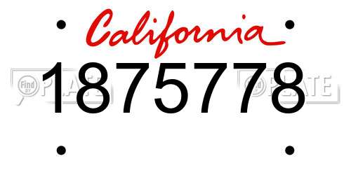1875778 California License Plate