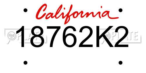 18762K2 California License Plate