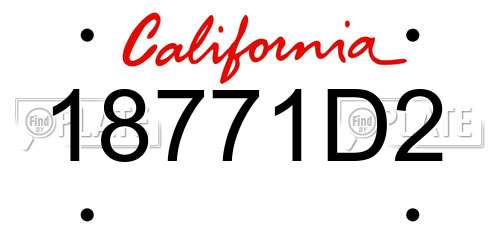18771D2 California License Plate