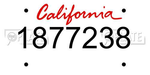 1877238 California License Plate