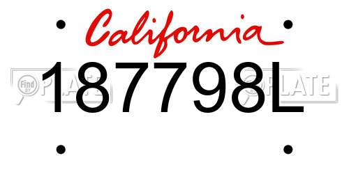 187798L California License Plate