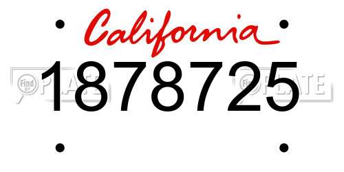 1878725 California License Plate