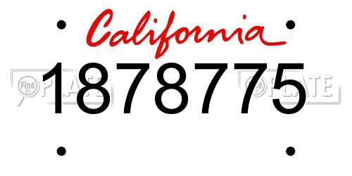 1878775 California License Plate
