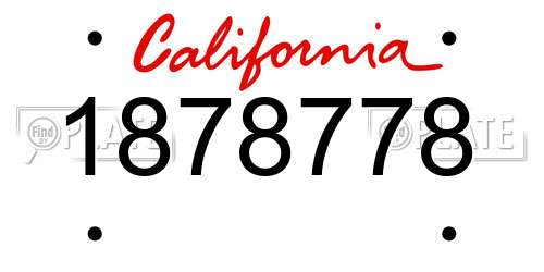1878778 California License Plate