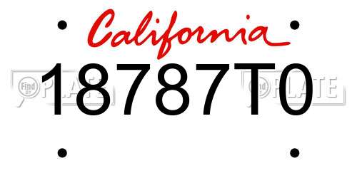 18787T0 California License Plate