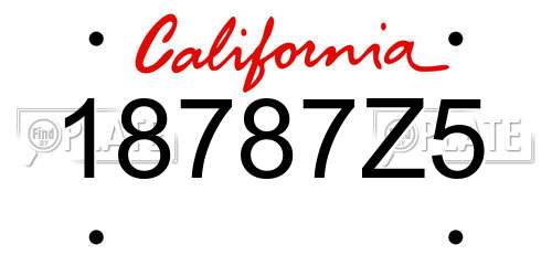 18787Z5 California License Plate