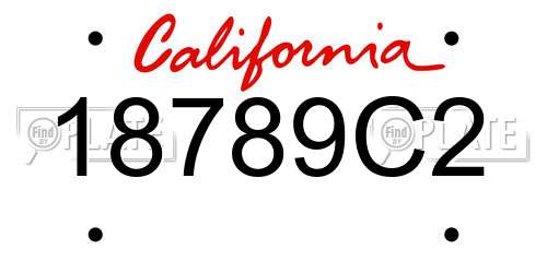 18789C2 California License Plate