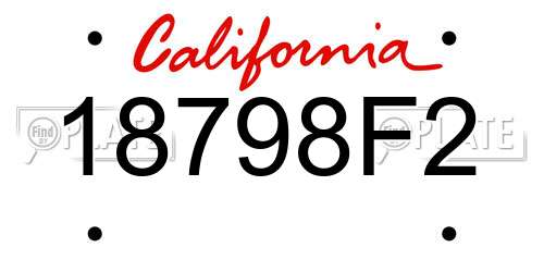18798F2 California License Plate