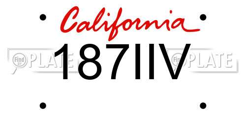 187IIV California License Plate