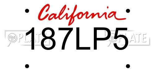 187LP5 California License Plate