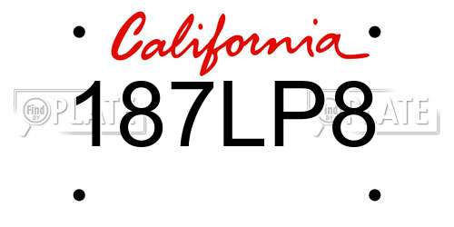 187LP8 California License Plate