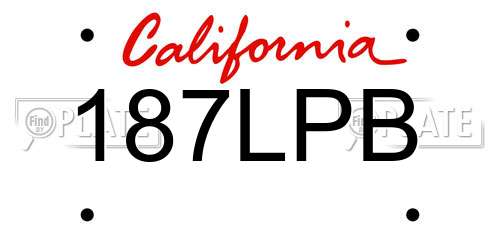 187LPB California License Plate