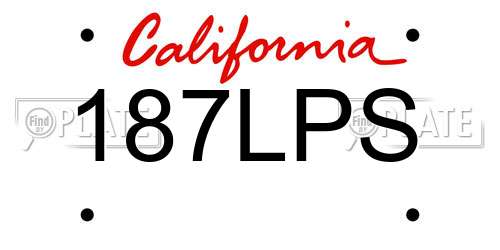 187LPS California License Plate
