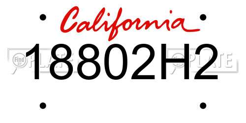 18802H2 California License Plate