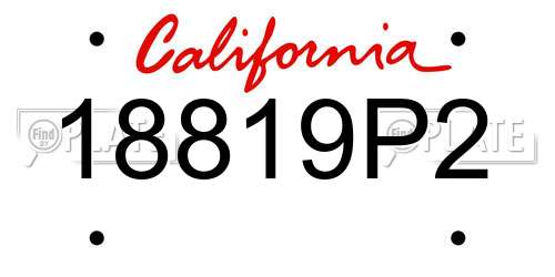 18819P2 California License Plate