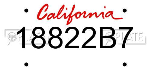 18822B7 California License Plate