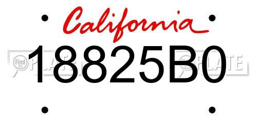 18825B0 California License Plate