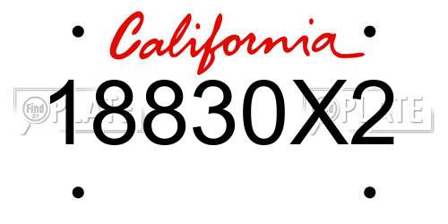 18830X2 California License Plate