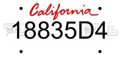 18835D4 California License Plate