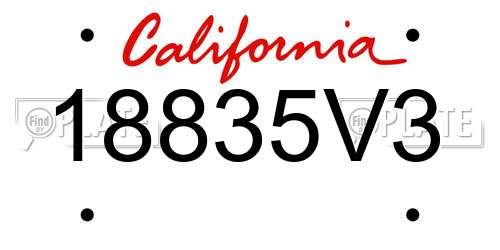18835V3 California License Plate
