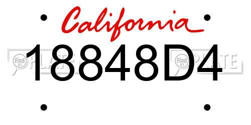 18848D4 California License Plate