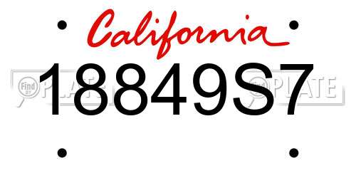 18849S7 California License Plate
