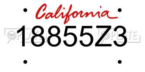 18855Z3 California License Plate