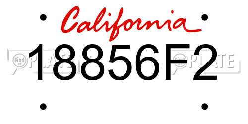 18856F2 California License Plate
