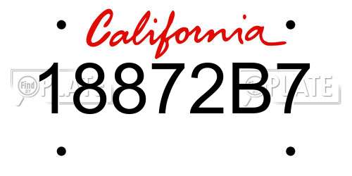 18872B7 California License Plate