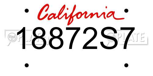 18872S7 California License Plate