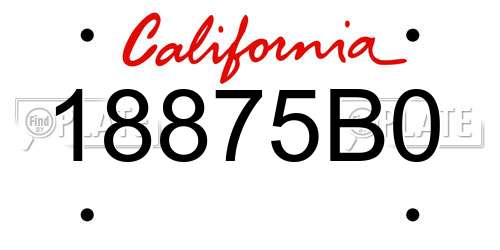 18875B0 California License Plate