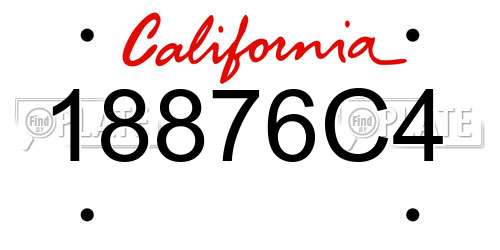 18876C4 California License Plate