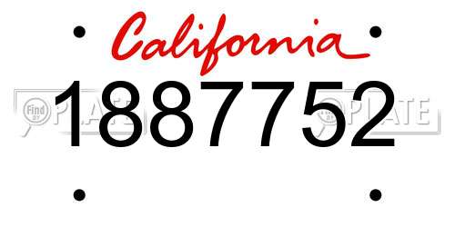 1887752 California License Plate