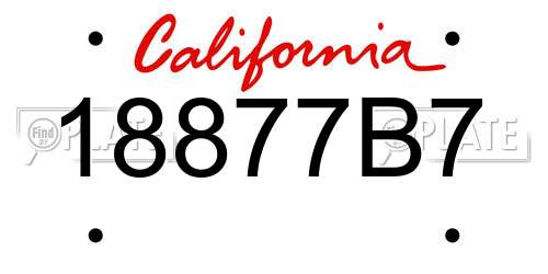 18877B7 California License Plate