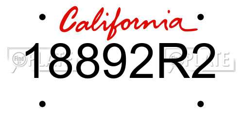18892R2 California License Plate