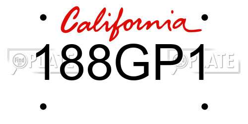 188GP1 California License Plate