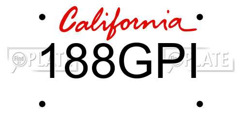 188GPI California License Plate