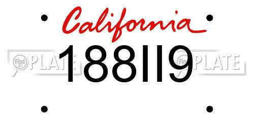 188II9 California License Plate
