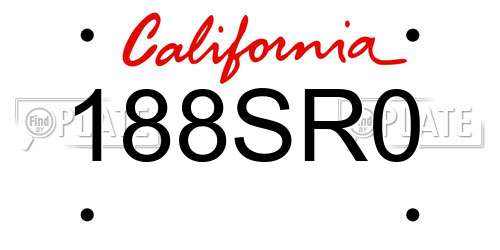188SR0 California License Plate