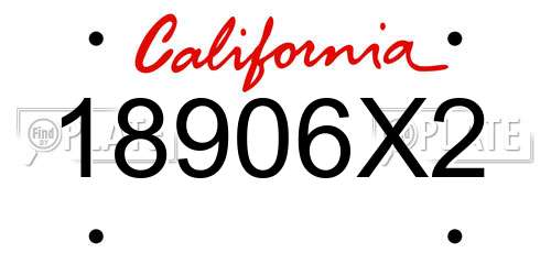 18906X2 California License Plate