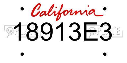 18913E3 California License Plate