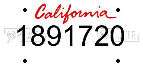 1891720 California License Plate