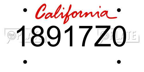 18917Z0 California License Plate