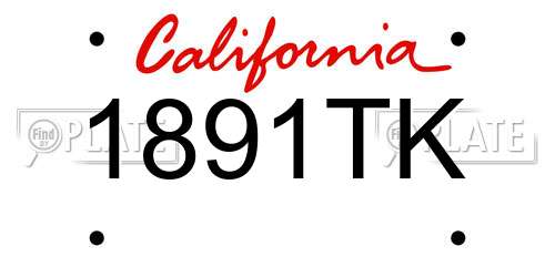 1891TK California License Plate