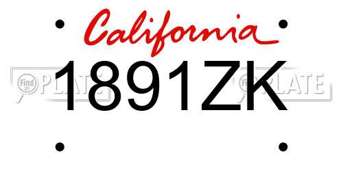 1891ZK California License Plate