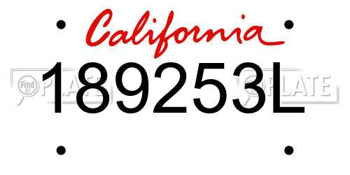 189253L California License Plate