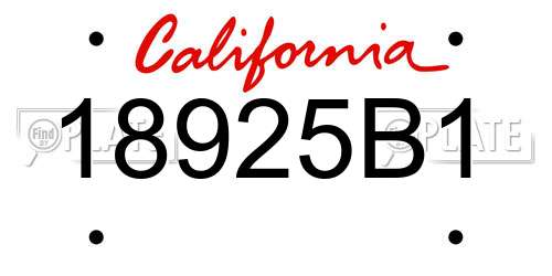 18925B1 California License Plate