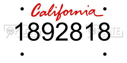1892818 California License Plate